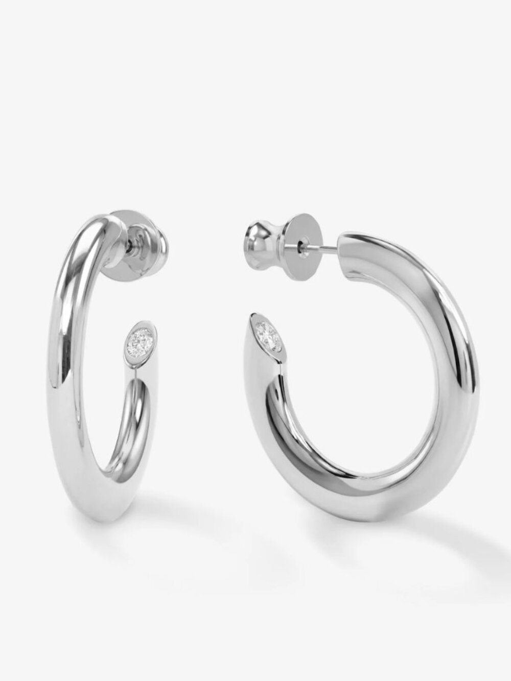 Melinda Maria Beacon Hoop Earrings in Silver - NWT